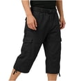 thumbnail image 1 of WIZUTIZ Mens Cotton Cargo Capri Shorts, Button-Zipper Closure, Casual Straight Fit Work Hiking Trousers with Multi-Pockets, 1 of 4