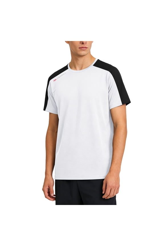 Mens Crew Neck T Shirt Plain Basic Athletic Casual Shirts Stretch Short Sleeve Workout Running Top