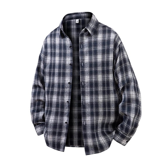 WIZUTIZ Mens Flannel Plaid Shirts Long Sleeve Button Down Shirts Casual Fall Shirt Jacket