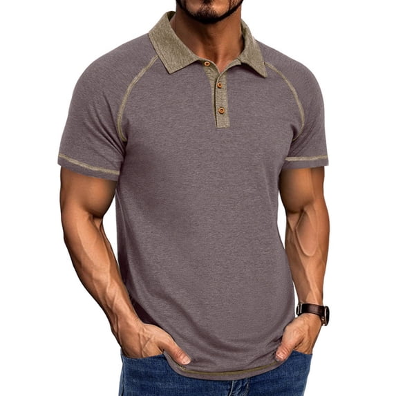 WIZUTIZ Mens Henley Shirts Short Raglan Sleeve Fashion Button T Shirt Casual Collared Golf Shirt