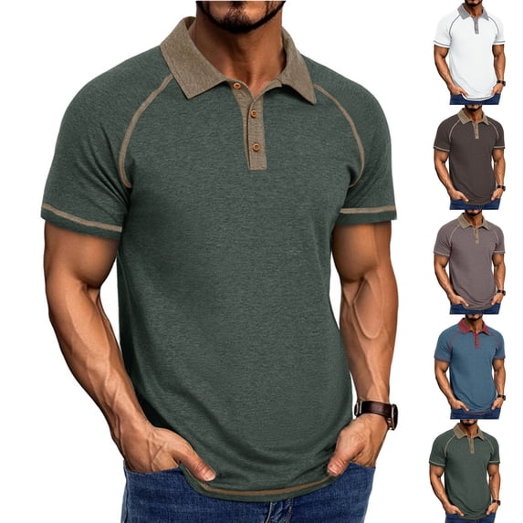 WIZUTIZ Mens Henley Shirts Short Raglan Sleeve Fashion Button T Shirt Casual Collared Golf Shirt