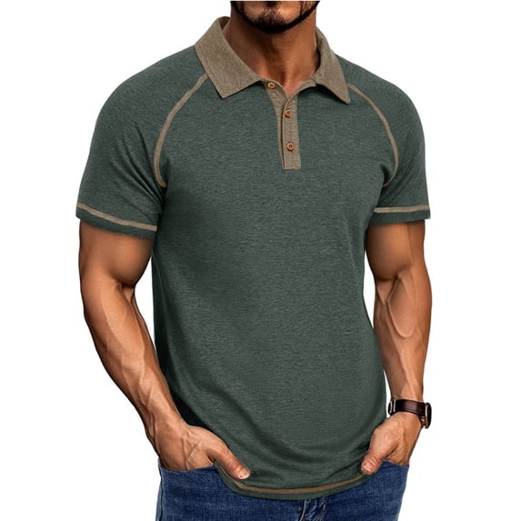 WIZUTIZ Mens Henley Shirts Short Raglan Sleeve Fashion Button T Shirt Casual Collared Golf Shirt