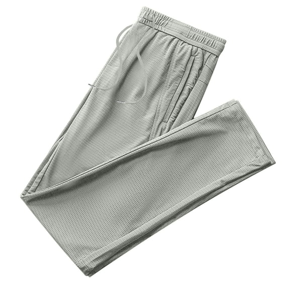 WIZUTIZ Mens Ice Silk Yoga Pants Breathable Lightweight Soft Stretch Running Jogger Sweatpants Summer Casual Thin Long Trousers