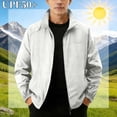 thumbnail image 1 of WIZUTIZ Mens Jacket Lightweight Windbreaker with Stand Collar Breathable Workwear Casual Outerwear Blocking Shirt for Men, 1 of 4