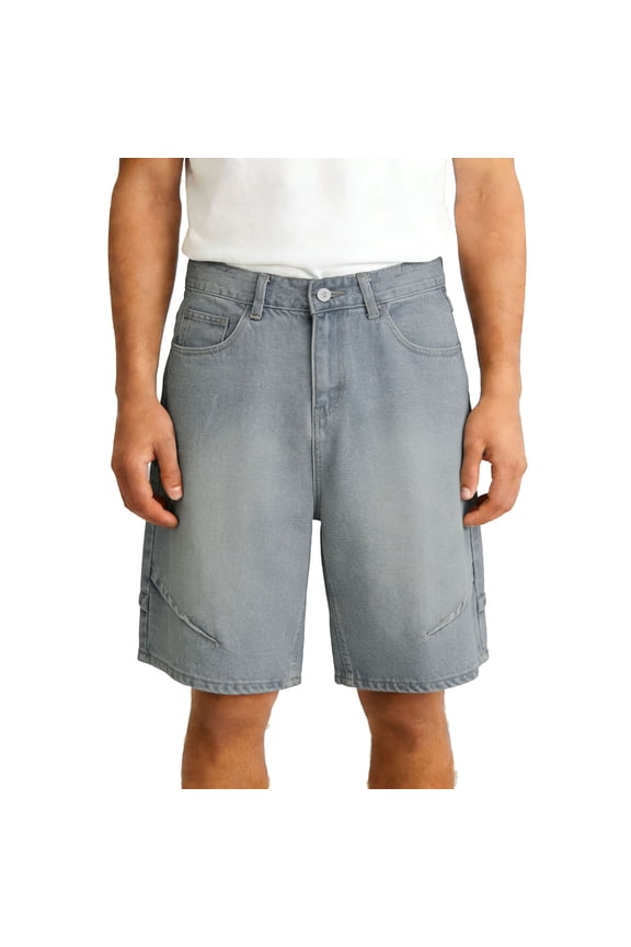 Mens Jorts Baggy Jean Shorts Mid Waist Vintage Summer Denim Short Classic Relaxed Fit Big Tall Short with Pocket