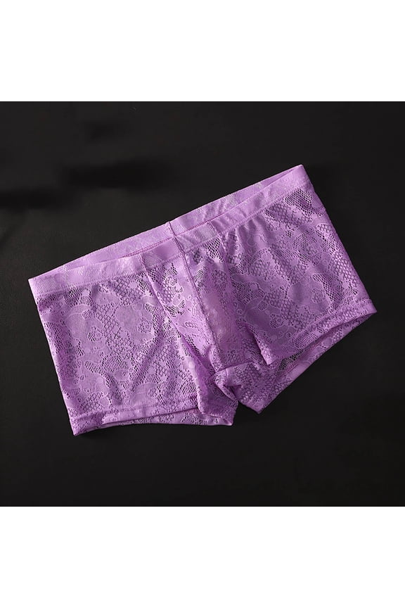 Mens Lace Boxer Briefs Underwear Bulge Pouch Lingerie Sheer Bikini See Through Shorts Underpanties