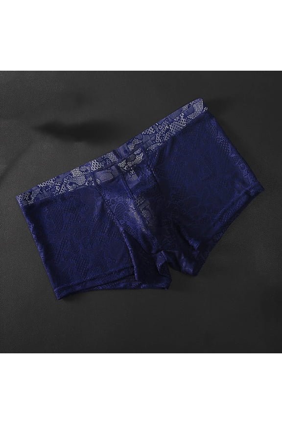 Mens Lace Boxer Briefs Underwear Bulge Pouch Lingerie Sheer Bikini See Through Shorts Underpanties