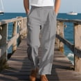 thumbnail image 1 of WIZUTIZ Mens Linen Cargo Pants Summer Casual Elastic Waist Work Pants with Pockets Loose Fit Beach Yoga Travel Sports Pant, 1 of 5