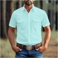 thumbnail image 1 of WIZUTIZ Mens Linen Shirts Cotton Short Sleeve Button Down Collared Shirt Casual Summer Beach Lightweight Tops with Pockets, 1 of 5