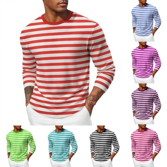 WIZUTIZ Mens Long Sleeve T Shirts Regular Fit Men's Crewneck Tee Lightweight Pullover Fashion
