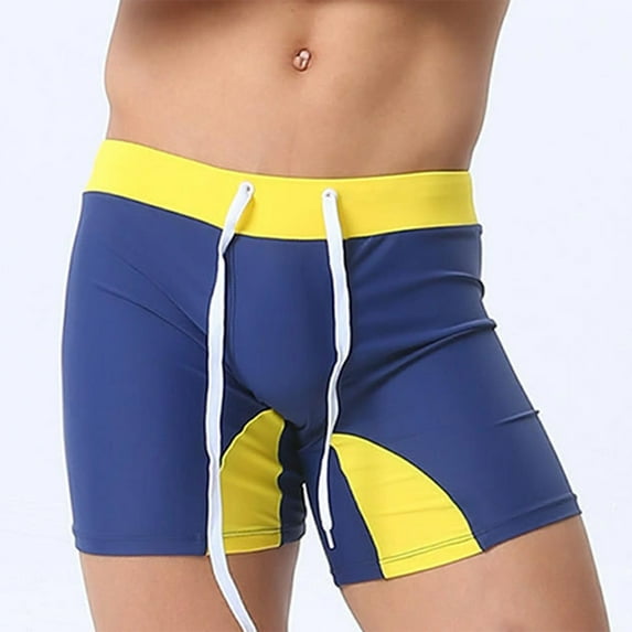 WIZUTIZ Mens Low Wasit Swim Trunks Training Racing Swim Jammers Square Leg Quick Dry Swimsuit Boxer Surfing Bathing Suit