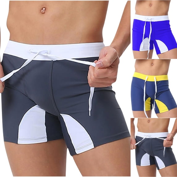 WIZUTIZ Mens Low Wasit Swim Trunks Training Racing Swim Jammers Square Leg Quick Dry Swimsuit Boxer Surfing Bathing Suit