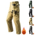 thumbnail image 1 of WIZUTIZ Mens Pants Fleece Lined Thermal Cargo Pants Ripstop Water Resistant Outdoor Work Hiking Pant with Pockets, 1 of 5