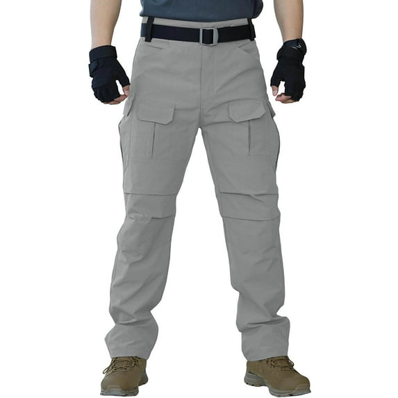 WIZUTIZ Mens Pants Ripstop Cargo Work Pants with Pockets Water Resistant Breathable Hiking Construction Trousers