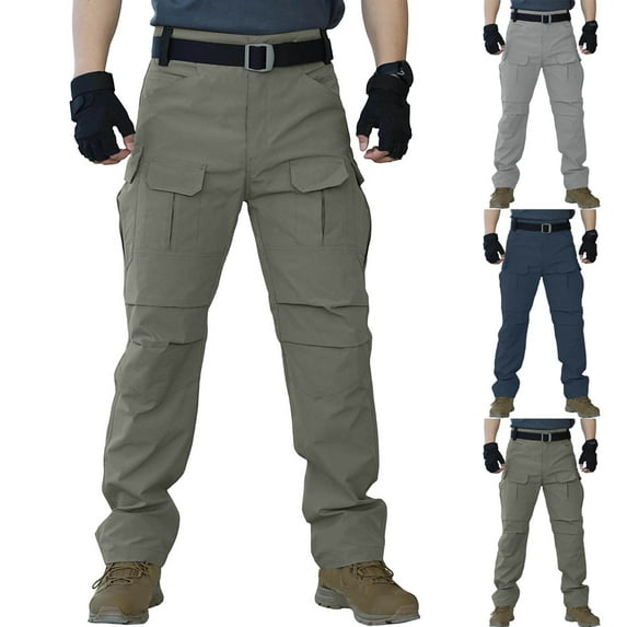 WIZUTIZ Mens Pants Ripstop Cargo Work Pants with Pockets Water Resistant Breathable Hiking Construction Trousers