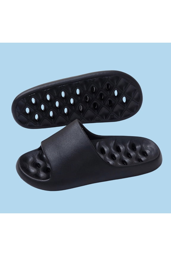 Mens Quick-Dry Shower Slippers Slip-On Drain Holes Summer Indoor Slippers Soft House Bathroom Open Toe Comfort Slides