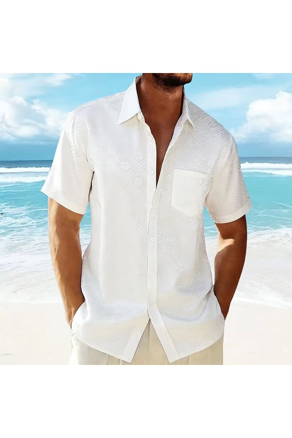 Mens Shirts Solid Solid Short Sleeve Casual Shirts Button Down Shirt Beach Summer Wedding Vacation Shirt for Men