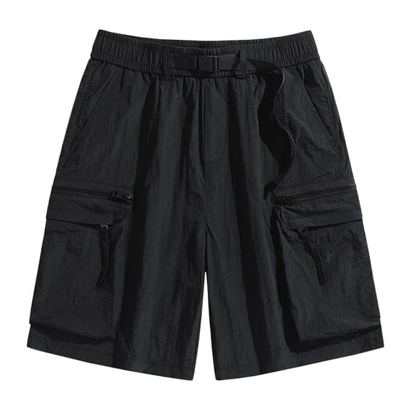 WIZUTIZ Mens Shorts, Men's Fashion Casual Solid Color Cargo Pockets Elastic Waist Casual Half Shorts Pants Tax Free Weekend