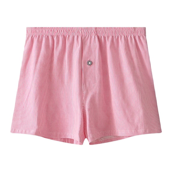 WIZUTIZ Mens Striped Underwear Boxers Comfort Cotton Button Fly Pajamas Sleep Shorts
