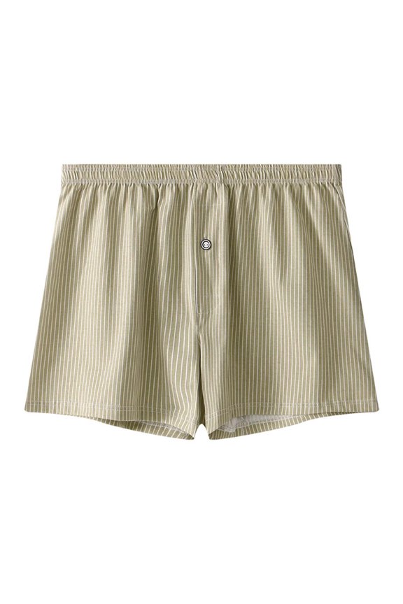 Mens Striped Underwear Boxers Comfort Cotton Button Fly Pajamas Sleep Shorts
