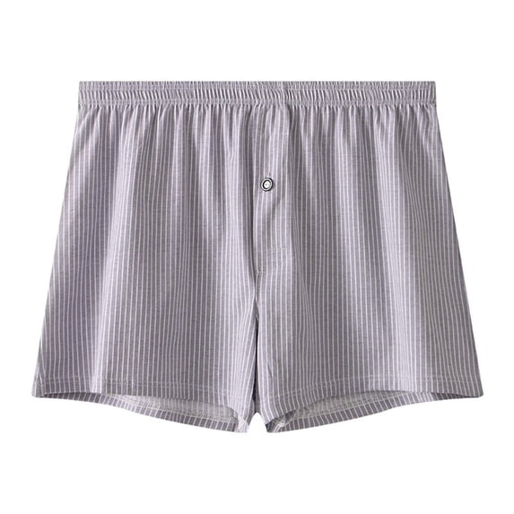 WIZUTIZ Mens Striped Underwear Boxers Comfort Cotton Button Fly Pajamas Sleep Shorts