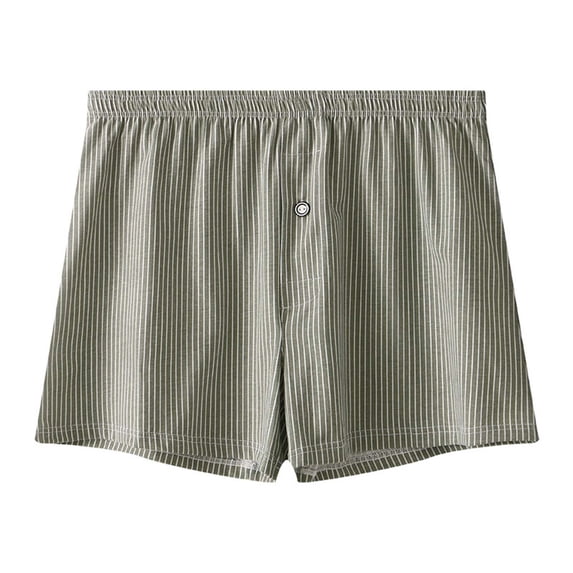 WIZUTIZ Mens Striped Underwear Boxers Comfort Cotton Button Fly Pajamas Sleep Shorts