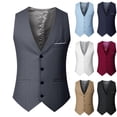 thumbnail image 1 of WIZUTIZ Mens Suit Vest Classic Business Slim Fit V Neck Dress Waistcoat Formal Wedding Prom Tuxedo Vest with Pocket, 1 of 5