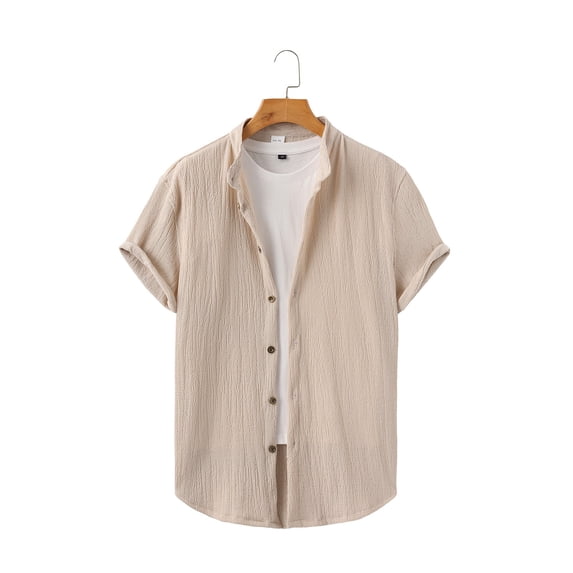 WIZUTIZ Mens Summer Beach Shirt Breathable Henley Shirts Button Up Tshirt Going Out Tops Vacation Tees Short Sleeve Tshirts
