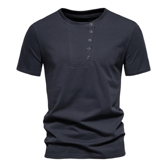 WIZUTIZ Mens Summer Tops, Men's Summer Fashion Casual Solid Color Short Sleeve Round Neck Collar Blouse My Order
