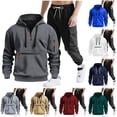 thumbnail image 1 of WIZUTIZ Mens Sweatsuits 2 Piece Set Cotton Tracksuit Hoodies and Sweapants Set with Pockets Winter Fleece Jogging Plus Size Suits, 1 of 5