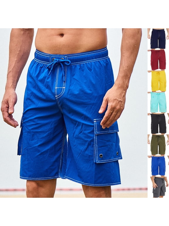 Mens Swim Shorts with Compression Liner 9 inch Swim Trunks Bathing Suit Quick-Dry Swim Short with Cargo Pockets