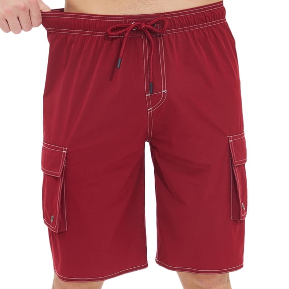WIZUTIZ Mens Swim Shorts with Compression Liner 9 inch Swim Trunks Bathing Suit Quick-Dry Swim Short with Cargo Pockets
