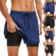 thumbnail image 1 of WIZUTIZ Mens Swim Trunks 5 inch Beach Shorts with Compression Liner Quick Dry Bathing Suits No-Chafing Board Short, 1 of 5