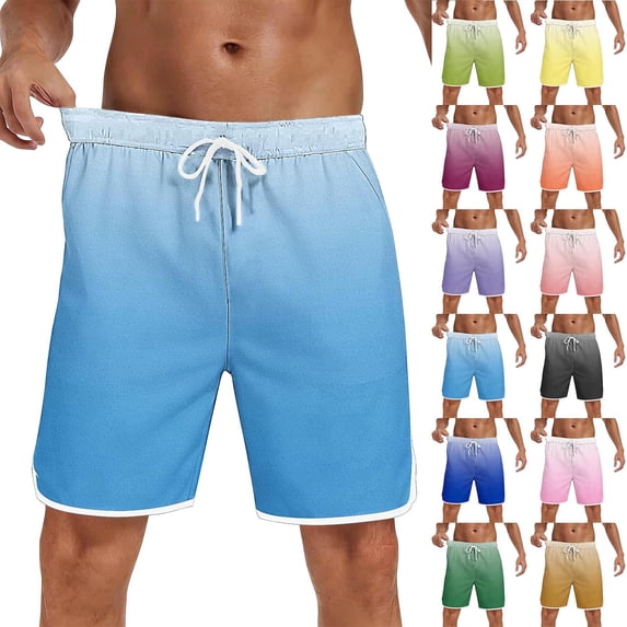 WIZUTIZ Mens Swim Trunks with Compression Liner 2 in 1 Quick Dry Swimming Shorts Swimwear Bathing Suits with Pockets