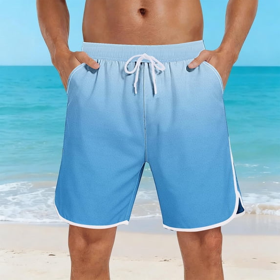 WIZUTIZ Mens Swim Trunks with Compression Liner 2 in 1 Quick Dry Swimming Shorts Swimwear Bathing Suits with Pockets