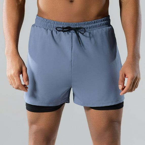 WIZUTIZ Mens Swim Trunks with Compression Liner Quick Dry Breathable Board Shorts 2 in 1 Beach Gym Running Swimmsuit Trunks