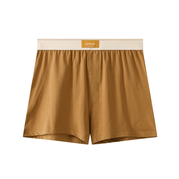 WIZUTIZ Mens Underwear Boxer Briefs Solid Mid Waist Short Panty Loose Fit Stretch Home Underwear Boxer Briefs