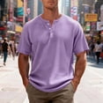 thumbnail image 1 of WIZUTIZ Mens Waffle Henley Shirts 3 Button Solid Short Sleeve Collarless Shirts Basic T-Shirts for Summer, 1 of 5