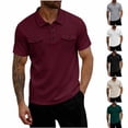 thumbnail image 1 of WIZUTIZ Mens Work Henley Shirts 2026 Short Sleeve Casual Slim Fit Button Up Waffle Golf Shirts with Pockets Tennis T Shirts, 1 of 5