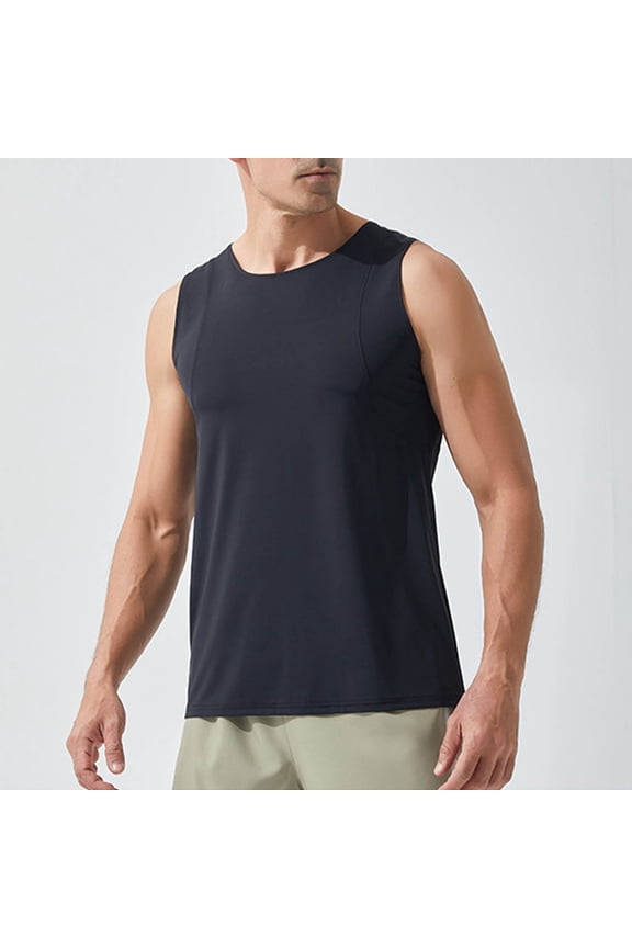 Mens Workout Tank Tops Undershirt Lightweight Solid Muscle Athletic Sleeveless Shirts for Gym Bodybuilding Running