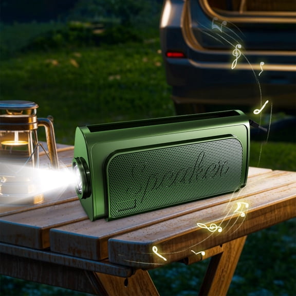WIZUTIZ Mini Outdoor Wireless Bluetooth Speaker Solar Powered Flashlight Phone Stand Plug Play Card Insertion Portable for Camping Hiking