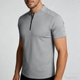 thumbnail image 1 of WIZUTIZ Moisture Wicking Shirts for Men Short Sleeve Quarter Zip Muscle Shirt Quick Dry T-Shirt Lightweight with Zipper Pocket, 1 of 5