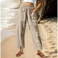 thumbnail image 1 of WIZUTIZ Office Pants for Women Breathable Casual Baggy Wide Leg Pants Stretch Elastic High Waist Slacks Pants Solid with Pockets Straight Leg Slacks Pants for Lady Business Beach Multi-Color, 1 of 6
