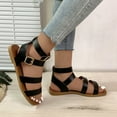 thumbnail image 1 of WIZUTIZ Open Toe Sandals for Women Dress Sandals for Women Retro Comfortable Stretch Hollow Out Peep-Toe Sandals Buckle Square Toe Summer Shoes Wide Solid Sandals for Older Women Anniversary Black, 1 of 6