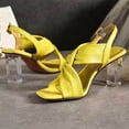 thumbnail image 1 of WIZUTIZ Open Toe Sandals for Women Peep-Toe Heels for Women Block Heel Sandals High Heel Women's Sandals Stretch Prom Comfort Beach Sandals Square Toe Shoes High Heel Solid Vacation Prime Yellow, 1 of 2