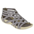 thumbnail image 1 of WIZUTIZ Open Toe Sandals for Women Women's Sandals Athletic Comfort Elastic Lace-Up Bandage Peep-Toe Sandals Pull-On Summer Shoes Flat Heel (O"-1) Medium Solid Sandals for Ladies Daily Gray, 1 of 1