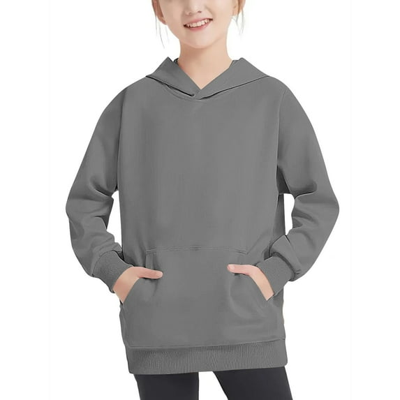 WIZUTIZ Oversized Hooded Sweater Long Sleeve Shirts for Girls Round Neck Essentials Tops Kids Fashion Sweatshirt 4-14 Years up to 45% Off