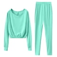 thumbnail image 1 of WIZUTIZ Pajamas for Women Set Women's Fashion Pajamas Solid Homewear Suit Set Womens Round Neck Sleepwearwomen Tops Casual Nightwear Set, 1 of 5