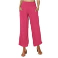 thumbnail image 1 of WIZUTIZ Palazzo Pants for Women Casual Long Breathable Relaxed Relaxed Fit Wide Leg Dress Pants Elastic Spandex High Waist Trousers Solid with Pockets Summer Pants for Lady Dance Travel Pink, 1 of 5