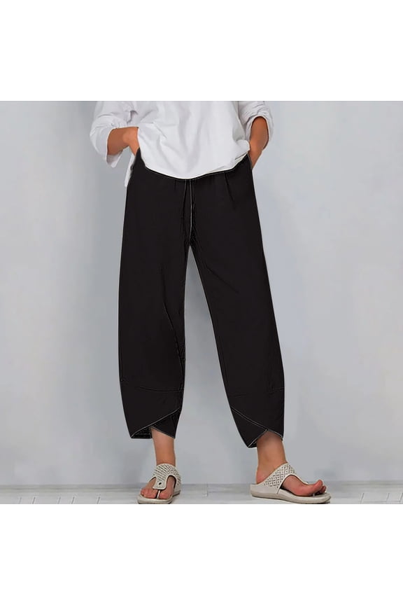 Palazzo Pants for Women Dressy Breathable Casual Relaxed Fit Wide Leg Beach Pants Stretch Elastic High Waist Trousers Solid Asymmetrical Cropped Dress Pants Workout Club Brown